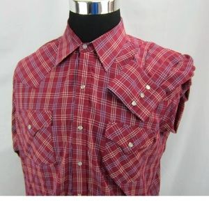 Plains Western Wear Mens Shirt Sz XL Pearl Snaps